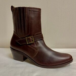 Brown Leather Ankle Boots Y2K Bikercore Grunge Moto Western Cowboy Size 9M